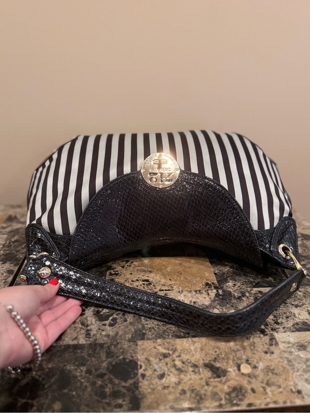 Henri Bendel 712 5th Ave Centennial Striped Hobo Bag - Picture 9 of 14